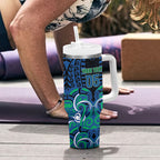 Custom Aotearoa Ngati Ranginui Tumbler With Handle New Zealand Traditional Maori Pattern