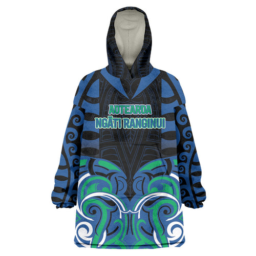 Custom Aotearoa Ngati Ranginui Wearable Blanket Hoodie New Zealand Traditional Maori Pattern