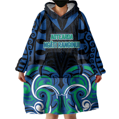 Custom Aotearoa Ngati Ranginui Wearable Blanket Hoodie New Zealand Traditional Maori Pattern