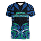 Custom Aotearoa Ngati Ranginui Women V-Neck T-Shirt New Zealand Traditional Maori Pattern