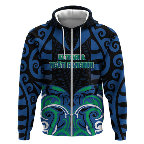 Custom Aotearoa Ngati Ranginui Zip Hoodie New Zealand Traditional Maori Pattern