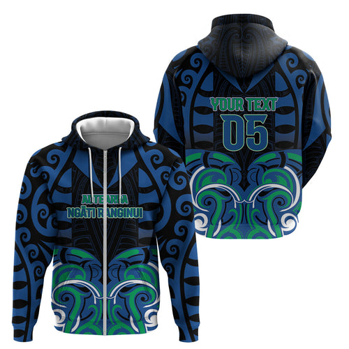 Custom Aotearoa Ngati Ranginui Zip Hoodie New Zealand Traditional Maori Pattern