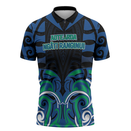 Custom Aotearoa Ngati Ranginui Zipper Polo Shirt New Zealand Traditional Maori Pattern