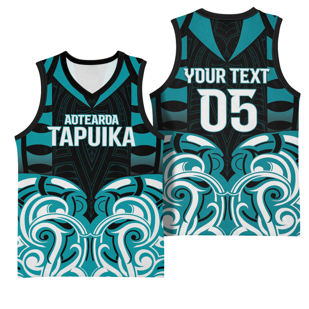 Custom Aotearoa Tapuika Basketball Jersey New Zealand Traditional Maori Pattern