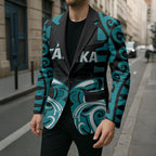 Custom Aotearoa Tapuika Blazer New Zealand Traditional Maori Pattern