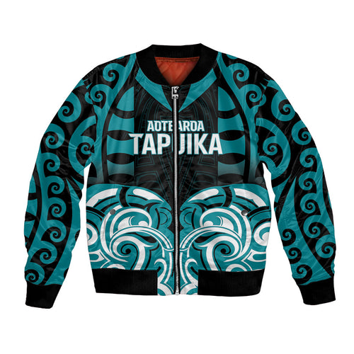 Custom Aotearoa Tapuika Bomber Jacket New Zealand Traditional Maori Pattern