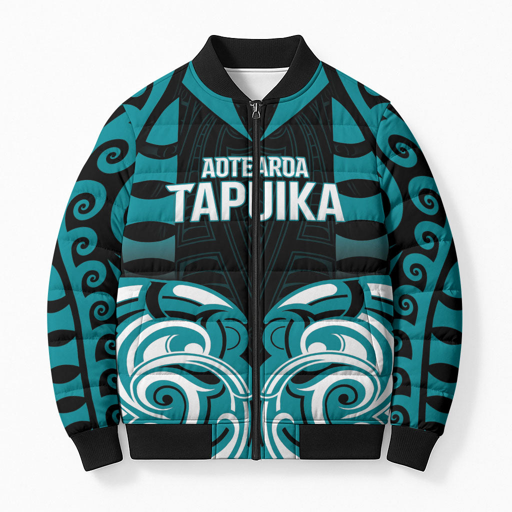Custom Aotearoa Tapuika Bomber Puffer Jacket New Zealand Traditional Maori Pattern