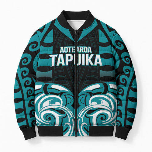 Custom Aotearoa Tapuika Bomber Puffer Jacket New Zealand Traditional Maori Pattern