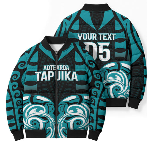 Custom Aotearoa Tapuika Bomber Puffer Jacket New Zealand Traditional Maori Pattern