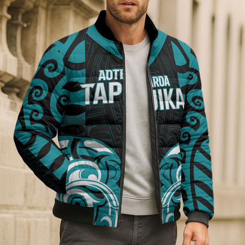 Custom Aotearoa Tapuika Bomber Puffer Jacket New Zealand Traditional Maori Pattern