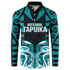 Custom Aotearoa Tapuika Button Sweatshirt New Zealand Traditional Maori Pattern