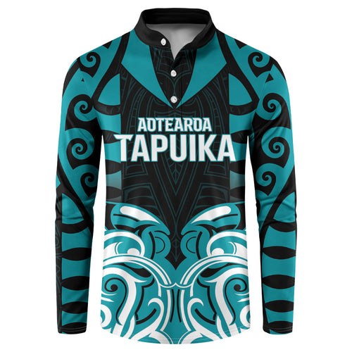 Custom Aotearoa Tapuika Button Sweatshirt New Zealand Traditional Maori Pattern