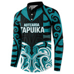 Custom Aotearoa Tapuika Button Sweatshirt New Zealand Traditional Maori Pattern