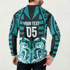 Custom Aotearoa Tapuika Button Sweatshirt New Zealand Traditional Maori Pattern