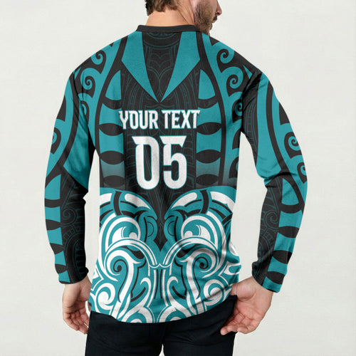 Custom Aotearoa Tapuika Button Sweatshirt New Zealand Traditional Maori Pattern