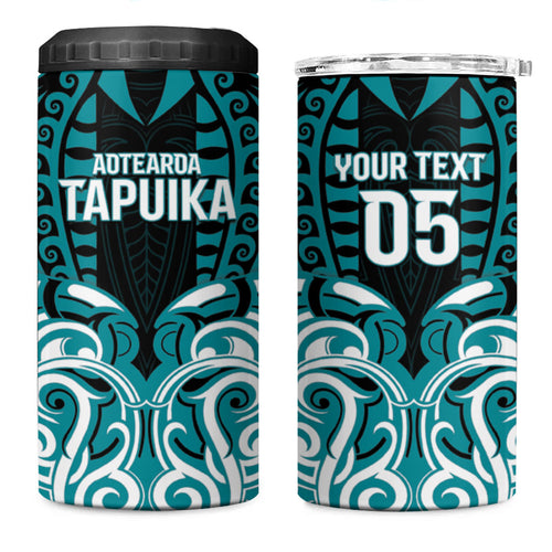 Custom Aotearoa Tapuika 4 in 1 Can Cooler Tumbler New Zealand Traditional Maori Pattern