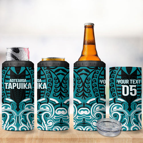 Custom Aotearoa Tapuika 4 in 1 Can Cooler Tumbler New Zealand Traditional Maori Pattern