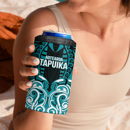 Custom Aotearoa Tapuika 4 in 1 Can Cooler Tumbler New Zealand Traditional Maori Pattern