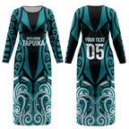 Custom Aotearoa Tapuika Couples Matching Long Sleeve Bodycon Dress and Hawaiian Shirt New Zealand Traditional Maori Pattern