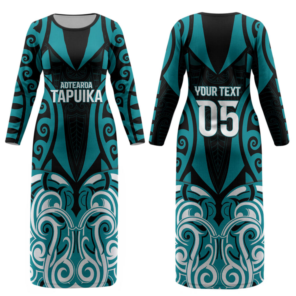 Custom Aotearoa Tapuika Couples Matching Long Sleeve Bodycon Dress and Long Sleeve Button Shirt New Zealand Traditional Maori Pattern