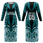 Custom Aotearoa Tapuika Couples Matching Long Sleeve Bodycon Dress and Long Sleeve Button Shirt New Zealand Traditional Maori Pattern