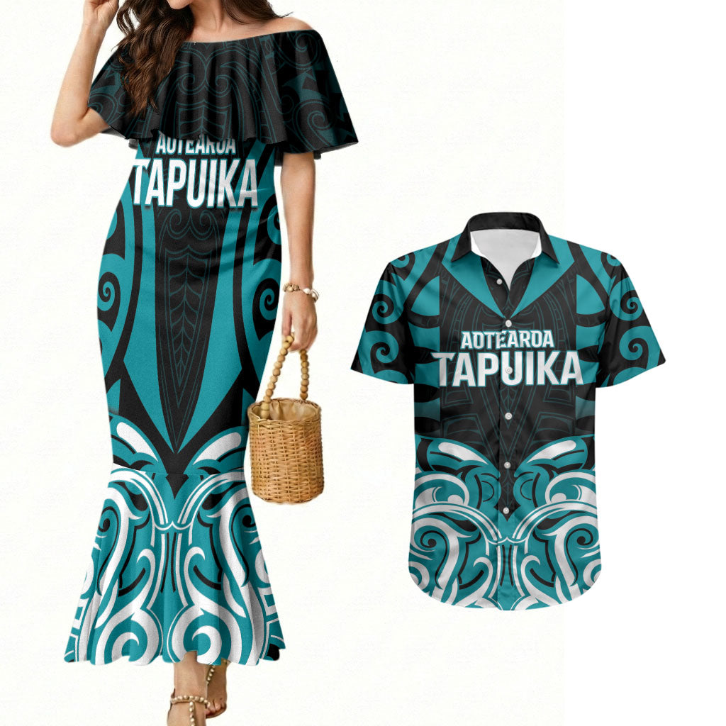 Custom Aotearoa Tapuika Couples Matching Mermaid Dress and Hawaiian Shirt New Zealand Traditional Maori Pattern