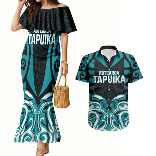 Custom Aotearoa Tapuika Couples Matching Mermaid Dress and Hawaiian Shirt New Zealand Traditional Maori Pattern