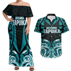Custom Aotearoa Tapuika Couples Matching Off Shoulder Maxi Dress and Hawaiian Shirt New Zealand Traditional Maori Pattern