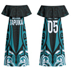 Custom Aotearoa Tapuika Couples Matching Off Shoulder Maxi Dress and Hawaiian Shirt New Zealand Traditional Maori Pattern