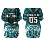 Custom Aotearoa Tapuika Couples Matching Off Shoulder Short Dress and Hawaiian Shirt New Zealand Traditional Maori Pattern