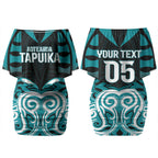 Custom Aotearoa Tapuika Couples Matching Off Shoulder Short Dress and Long Sleeve Button Shirt New Zealand Traditional Maori Pattern