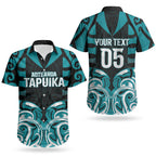 Custom Aotearoa Tapuika Couples Matching Off The Shoulder Long Sleeve Dress and Hawaiian Shirt New Zealand Traditional Maori Pattern