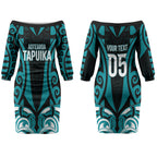 Custom Aotearoa Tapuika Couples Matching Off The Shoulder Long Sleeve Dress and Hawaiian Shirt New Zealand Traditional Maori Pattern