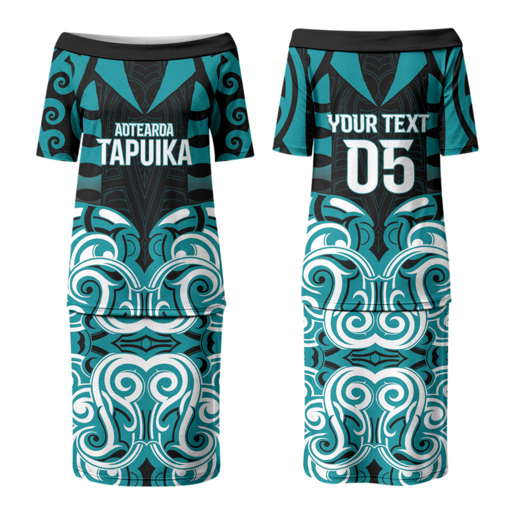 Custom Aotearoa Tapuika Couples Matching Puletasi and Long Sleeve Button Shirt New Zealand Traditional Maori Pattern