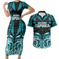 Custom Aotearoa Tapuika Couples Matching Short Sleeve Bodycon Dress and Hawaiian Shirt New Zealand Traditional Maori Pattern