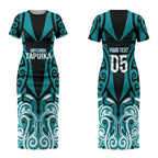 Custom Aotearoa Tapuika Couples Matching Short Sleeve Bodycon Dress and Hawaiian Shirt New Zealand Traditional Maori Pattern