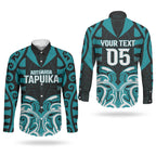 Custom Aotearoa Tapuika Couples Matching Short Sleeve Bodycon Dress and Long Sleeve Button Shirt New Zealand Traditional Maori Pattern