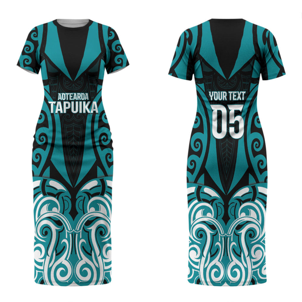 Custom Aotearoa Tapuika Couples Matching Short Sleeve Bodycon Dress and Long Sleeve Button Shirt New Zealand Traditional Maori Pattern
