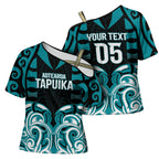 Custom Aotearoa Tapuika Cross Shoulder Shirt New Zealand Traditional Maori Pattern