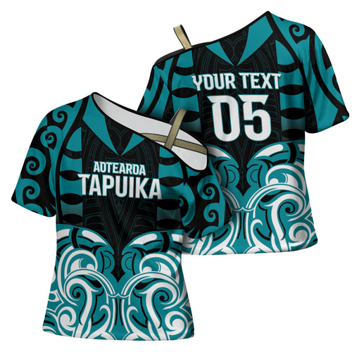 Custom Aotearoa Tapuika Cross Shoulder Shirt New Zealand Traditional Maori Pattern