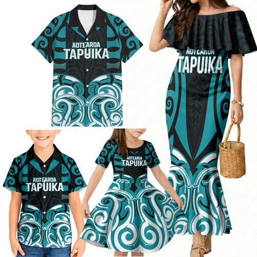 Custom Aotearoa Tapuika Family Matching Mermaid Dress and Hawaiian Shirt New Zealand Traditional Maori Pattern