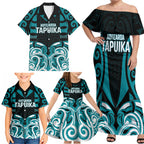 Custom Aotearoa Tapuika Family Matching Off Shoulder Maxi Dress and Hawaiian Shirt New Zealand Traditional Maori Pattern