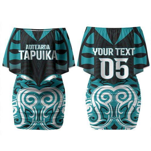 Custom Aotearoa Tapuika Family Matching Off Shoulder Short Dress and Hawaiian Shirt New Zealand Traditional Maori Pattern