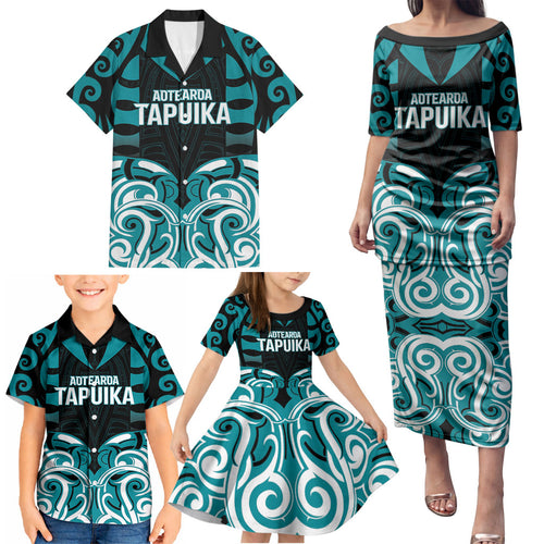 Custom Aotearoa Tapuika Family Matching Puletasi and Hawaiian Shirt New Zealand Traditional Maori Pattern