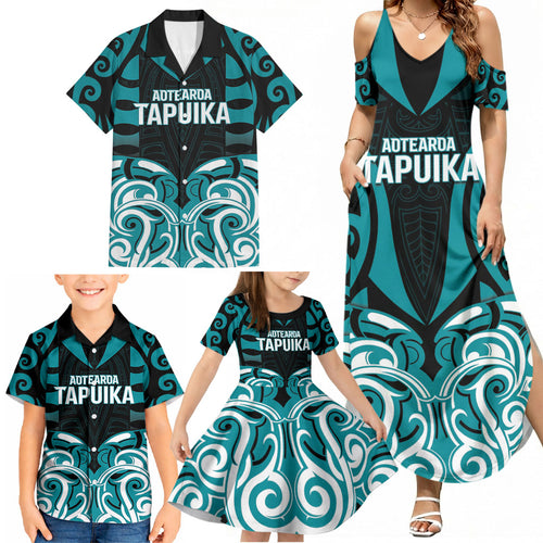 Custom Aotearoa Tapuika Family Matching Summer Maxi Dress and Hawaiian Shirt New Zealand Traditional Maori Pattern