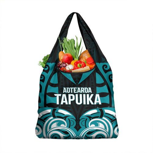 Aotearoa Tapuika Grocery Bag New Zealand Traditional Maori Pattern