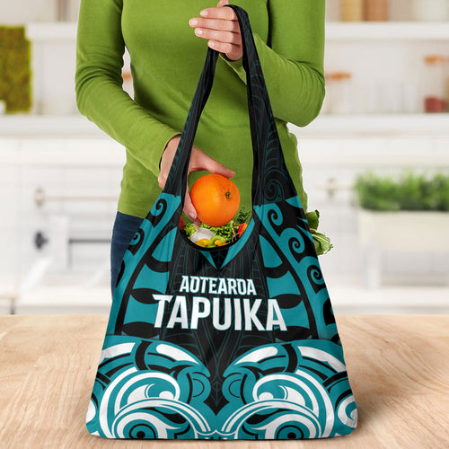 Aotearoa Tapuika Grocery Bag New Zealand Traditional Maori Pattern