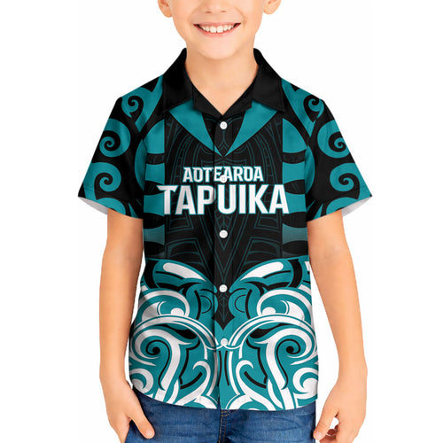 Custom Aotearoa Tapuika Kid Hawaiian Shirt New Zealand Traditional Maori Pattern