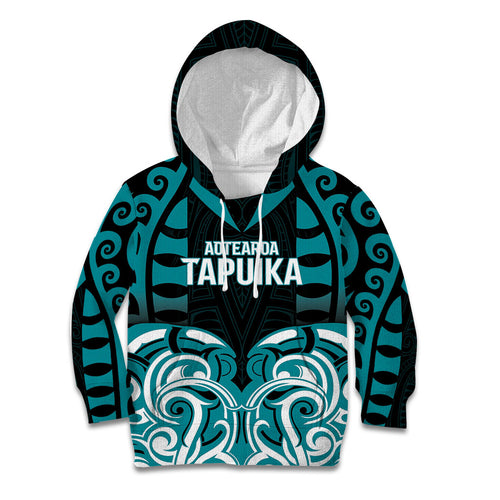 Custom Aotearoa Tapuika Kid Hoodie New Zealand Traditional Maori Pattern