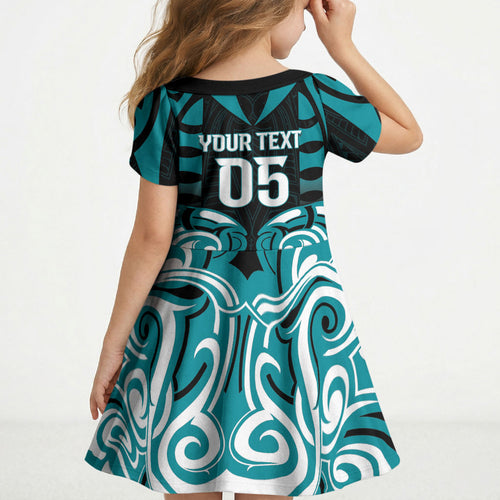 Custom Aotearoa Tapuika Kid Short Sleeve Dress New Zealand Traditional Maori Pattern